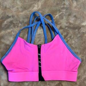 Nike pink zip front bra size small
